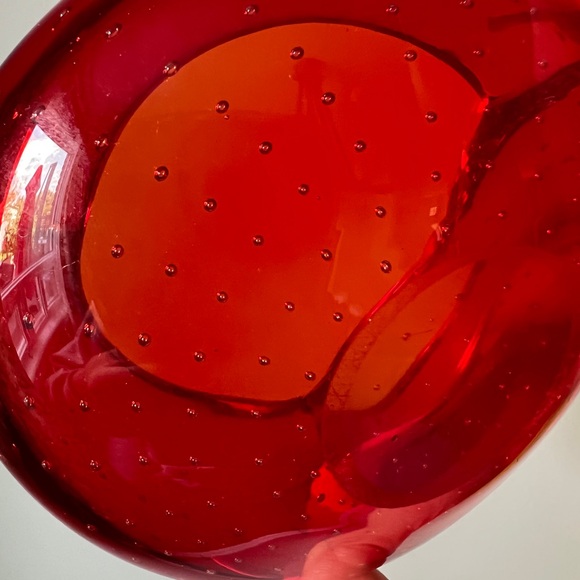 Vintage Murano Red Glass Ashtray, Mid century Modern home decor - Picture 3 of 11